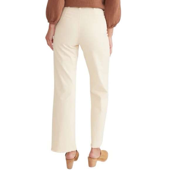 MARINE LAYER “Bridget” ivory denim pants wide leg high rise raw edge women’s 14 - Picture 7 of 15
